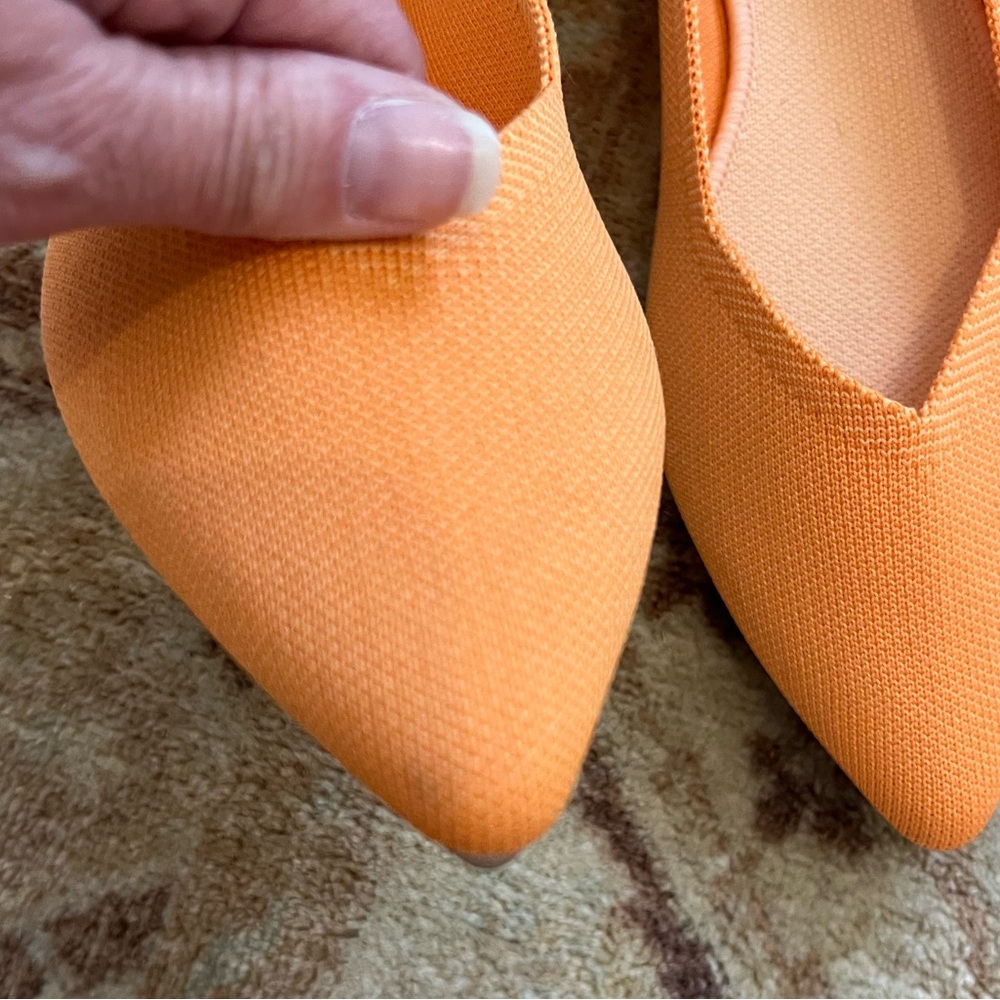 NWOT/Rothy's Women’s Pointed Toe Flats Tangerine Orange Washable Fabric - Picture 10 of 12